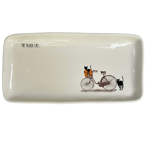 Rae Dunn Other - Rae Dunn THE BLACK CAT Platter Tray Cats On Bicycle Halloween NWT 2017 OG